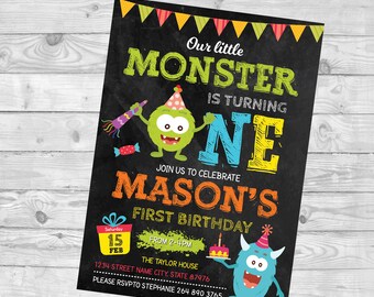 Little Monster Birthday Invitation Monster Birthday Invitation monster invitation monster party invitation monster birthday Monster Party
