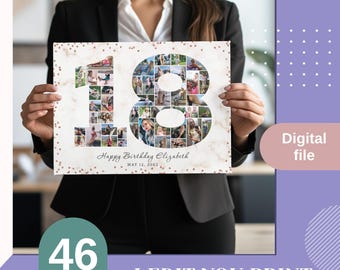 18. geburtstag mädchen, 18th birthday photo collage, Rose Gold 18th birthday gift, 18. geburtstag junge, 18th birthday gifts for girls