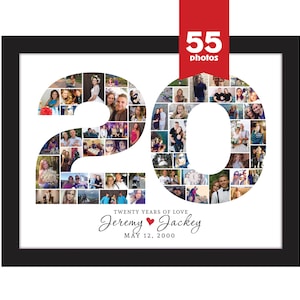 20th birthday photo collage, 20th birthday gift, 20th anniversary gift, 20th wedding gift, Number Photo Collage Gift, 20 Years Photo collage