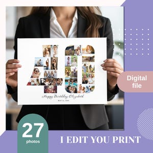 40th birthday photo collage, 40th birthday gift, 40th anniversary gift for parents, 40th wedding gift for parents, Number Photo Collage Gift