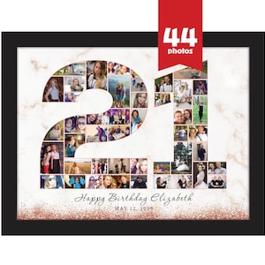 Glitter 21th birthday photo collage 21th birthday gift 21th anniversary gift for parents 21th gift for parents Twenty First Birthday Gift