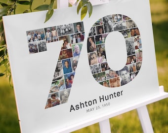 70th birthday gift woman, 70th birthday photo collage, 70th birthday gift, gift for Dad, 70th anniversary gift for parents