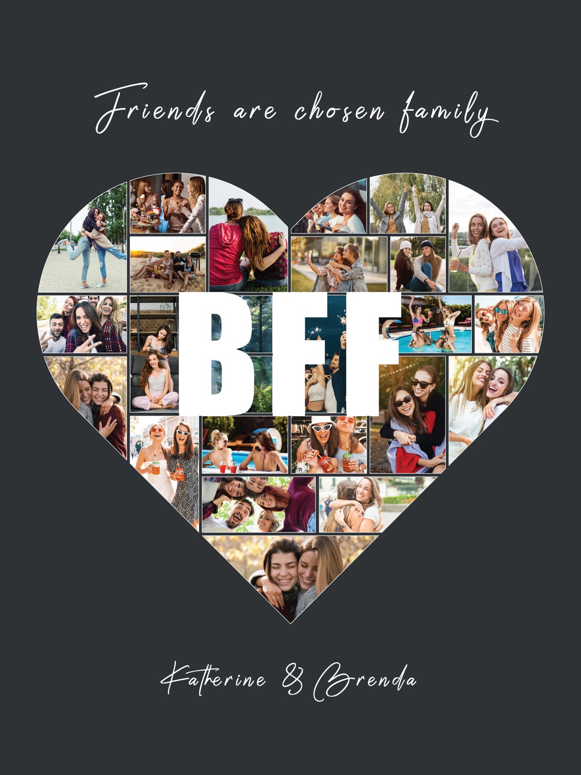BFF photo collage Personalised BFF gift Digital gift for Etsy Polska