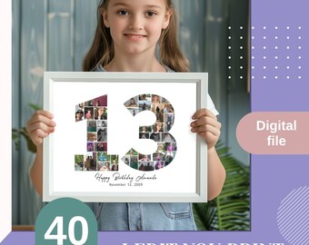 13 year old girl gifts photo collage, 13th birthday for daughter, 13th birthday gift for granddaughter, 13th anniversary gift