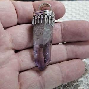 Handmade Vera Cruz Amethyst Pendant in 925 Sterling Silver | Hallmarked Raw Crystal Jewelry | High Vibration Amethyst Healing, Pendant Only