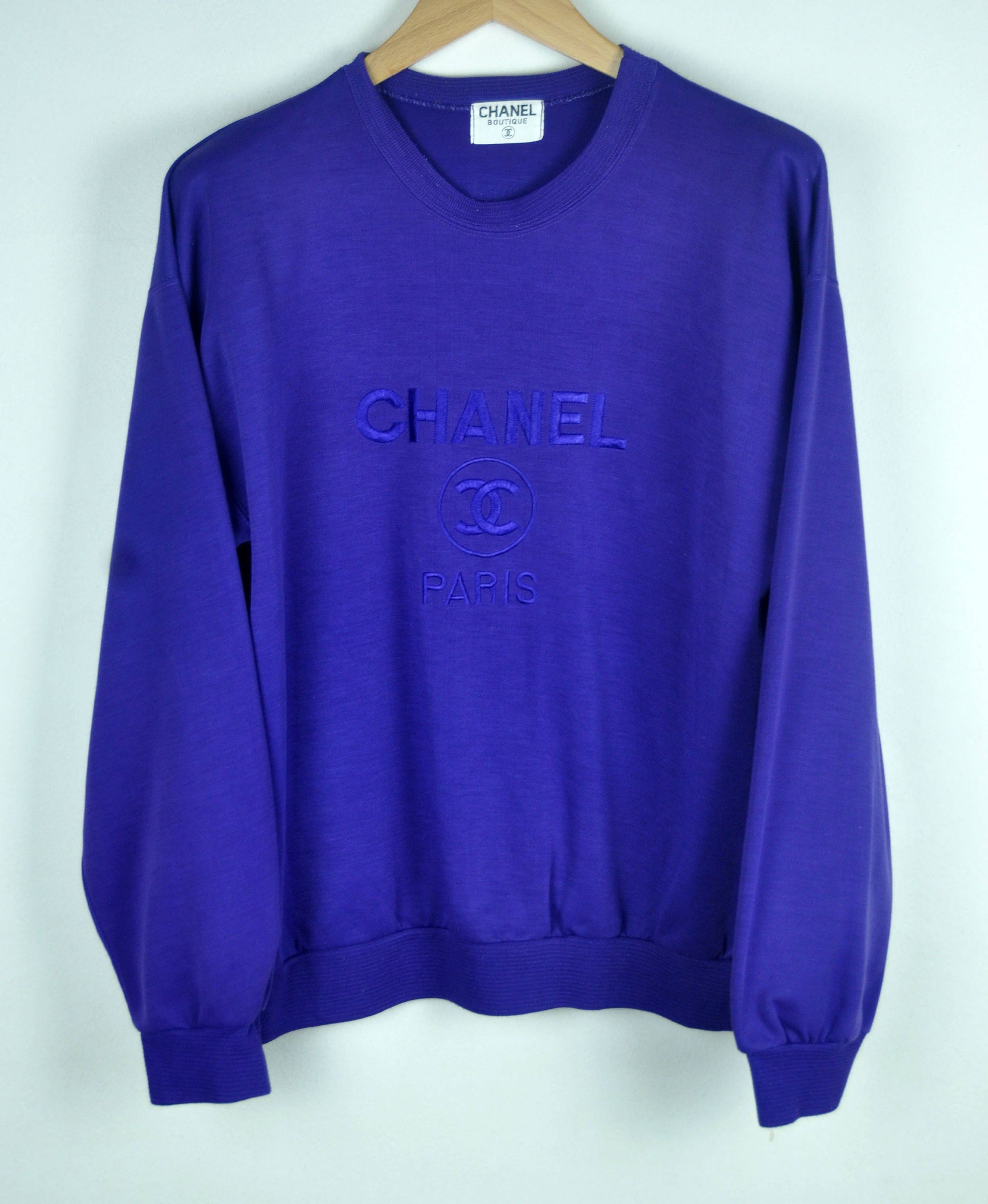 Vintage 90s Bootleg Chanel Paris Embroidered Logo Sweatshirt -  India