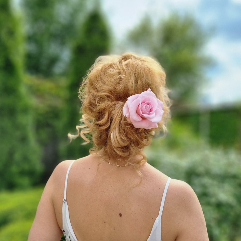 Pink Rose Hair Pin Flower Wedding Hair Pin Rose Bridal Etsy