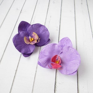 Purple Orchid Hair Clip - Real Touch Violet Orchid - Summer Prom Hair Pin - Floral Hair Accessories - Tropical Hair Flower Hawaiian Hair Pin