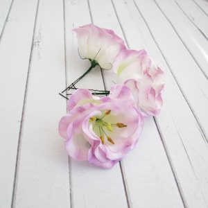 Purple Lisianthus Flower Hair Pin - Violet Eustoma Floral Prom Hair Accessories - Flower Girl Hair Accessories - Purple Wedding Hair Flower