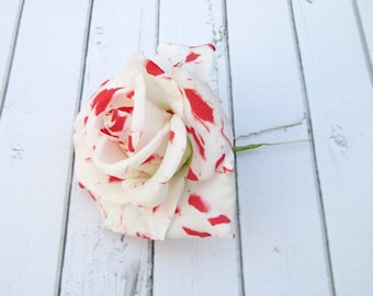 Marble Rose Hair Pin - Red White Rose Hair Accessories - Flowers Hairpin  - Bride Hair Decoration Wedding Real Flower - Bridal Accessories