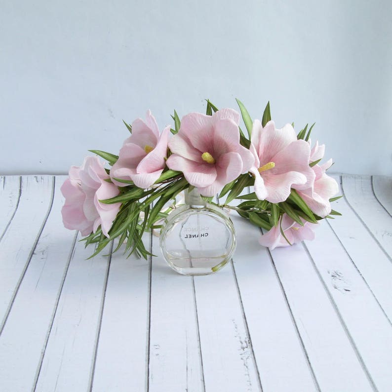 Handmade Flowers Headband OOAK Floral Crown Pink Hollyhock Eucalyptus Headpiece Bridal Flower Crown Wedding Pink Flower Hair Accessories