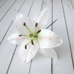 White Lily Hair pin Bride Large Hair Decoration Real Flower Bridal Flower Hair Accessories Wedding Bridesmaid Flower Floral Accessories image 5