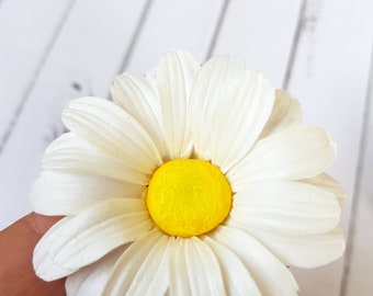 Big White Daisy Hair Pin Accessories - Summer Wedding Daisy Flower Hairpin - Camomile Hair Decoration - Girls Floral Bridal Hair Accessories