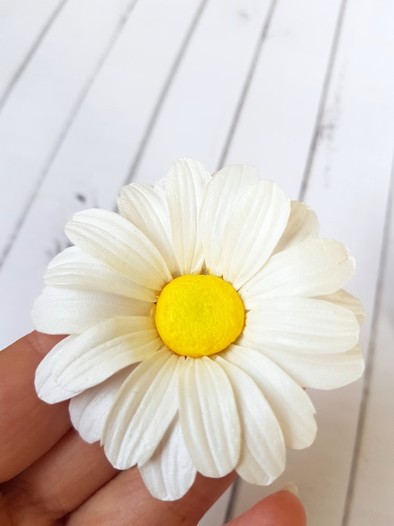 Big White Daisy Hair Pin Accessories - Summer Wedding Daisy Flower