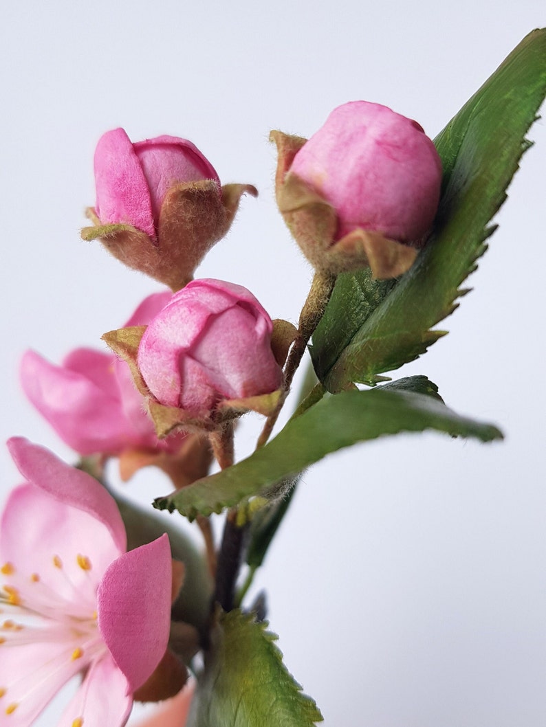 Apple blossom bridal hair pins, Pink Cherry blossom flower hair piece, Boho wedding flower hair pins, Floral headpiece bridal accessories image 4