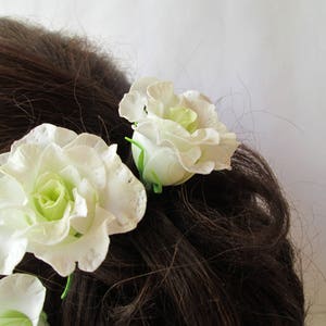 White Lisianthus Wedding Flower Hair Pin Eustoma Bridal Hair Flowers Accessorie Floral Marriage Decoration Flower Hair Pins Wedding image 7