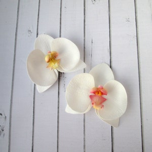 White Orchid Hair Clip Orchid Hairpin Wedding Flower Hair Accessories Summer Flowers Hair Pin Orchid Hair Decoration Alligator Clip image 2