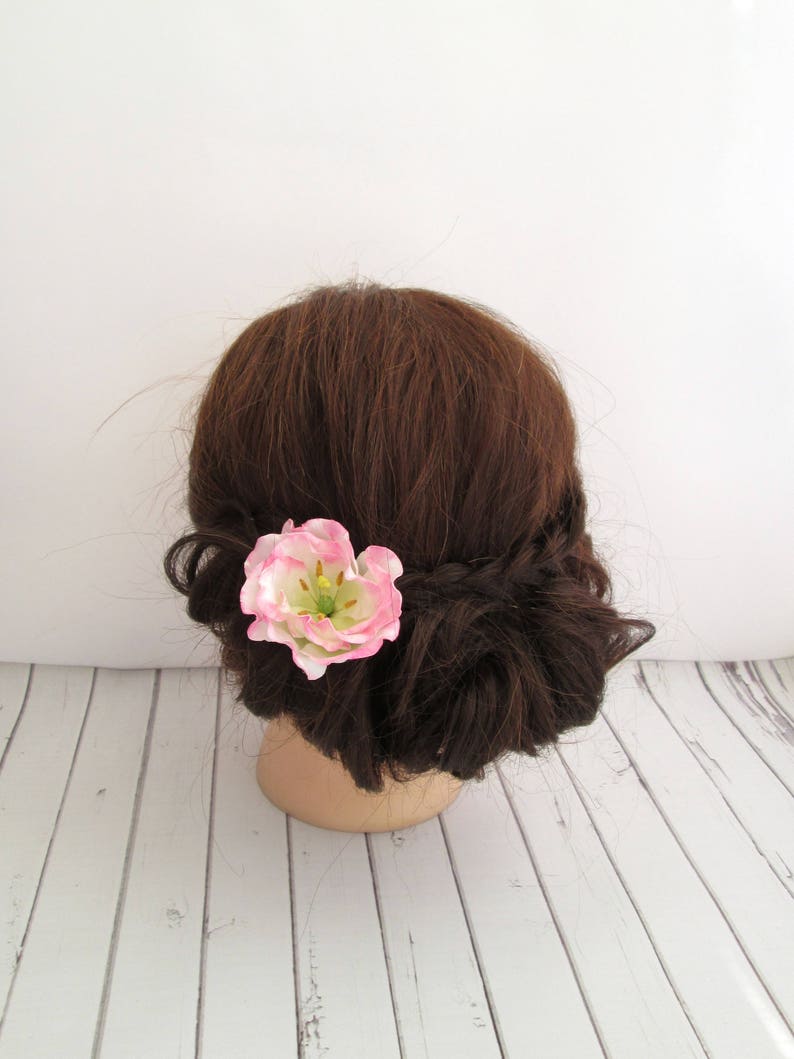 Pink Lisianthus Flower Hair Pin Eustoma Floral Hair Accessories Pink Flower Hair Pins Wedding Flower Hair Accessories Flower Clips image 7