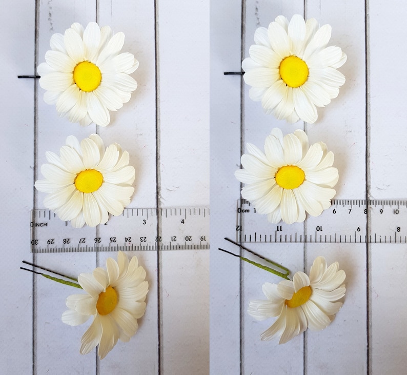 Big White Daisy Hair Pin Accessories Summer Wedding Daisy Flower Hairpin Camomile Hair Decoration Girls Floral Bridal Hair Accessories image 5