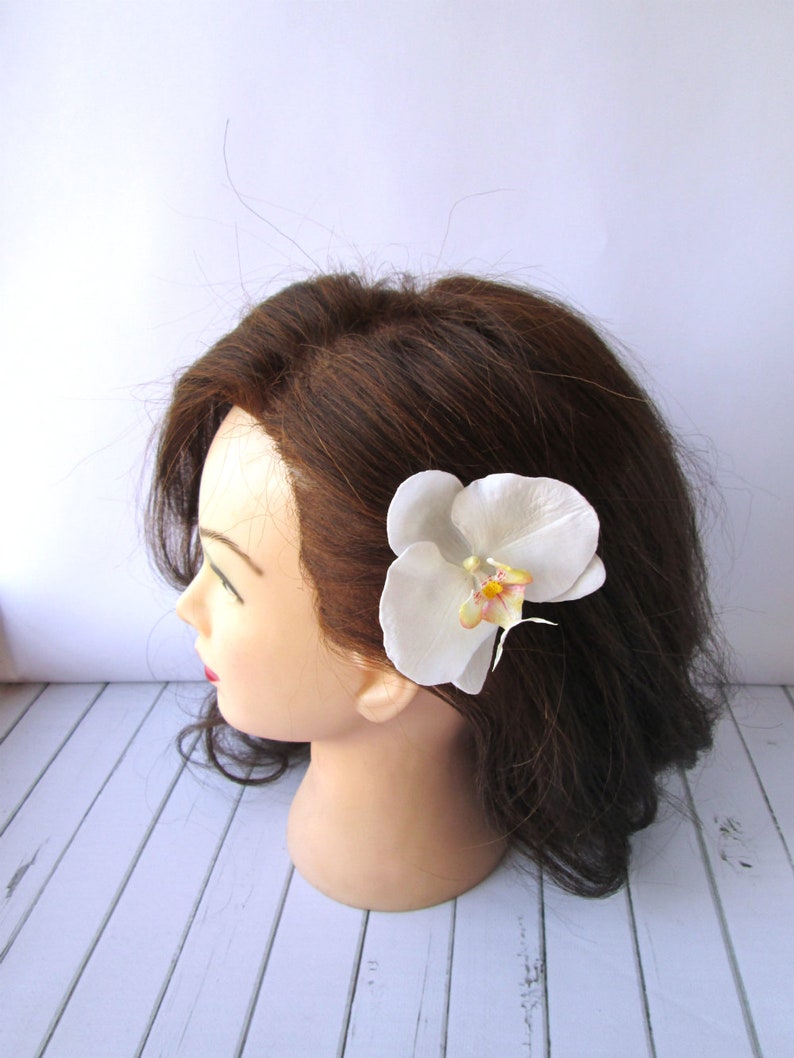 White Orchid Wedding Hair Clip Orchid Bridal Flower Hairpin Etsy