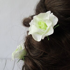 White Lisianthus Wedding Flower Hair Pin Eustoma Bridal Hair Flowers Accessorie Floral Marriage Decoration Flower Hair Pins Wedding image 6