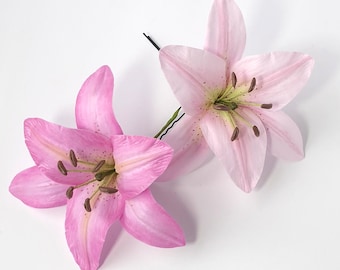 Pink Lily Hair pin - Bride Large Hair Decoration Real Flower - Bridal Flower Hair Accessories Wedding Bridesmaid Floral Flower Accessories