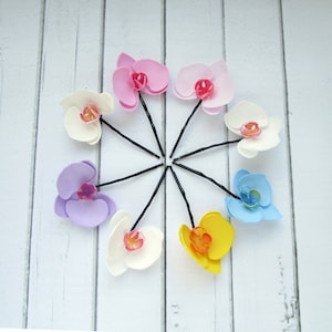 Small Orchid Hair Pin - Bridal Flower Hairpin Pink Orchid - Wedding Purple Orchid Violet Hair Clip - Blue orchid Yellow Tropical Hair Flower