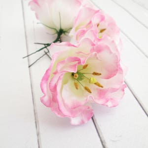 Pink Lisianthus Flower Hair Pin Eustoma Floral Hair Accessories Pink Flower Hair Pins Wedding Flower Hair Accessories Flower Clips image 3