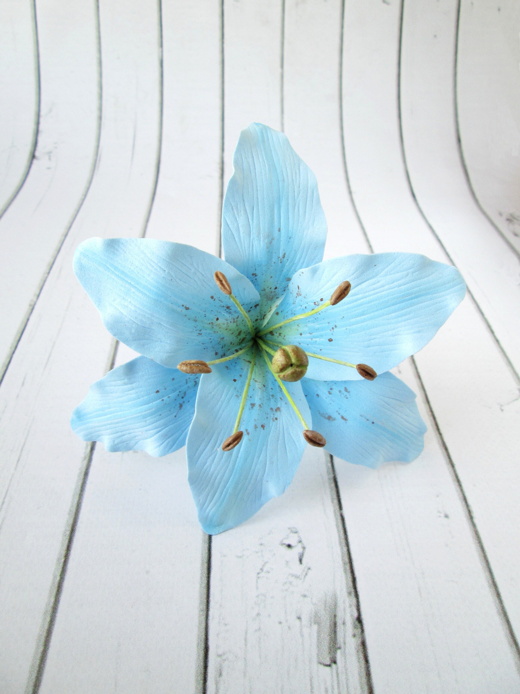 Sky Blue Lily Hair Pin Bridesmaid Hair Flower Aqua Blue Etsy