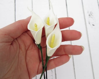 Callas Bridal Hair Pin - Wedding White Flowers Hair Decoration - Floral Bobby Pin - Bridal Hair Clips For Weddings - Unique Prom Hair Pieces