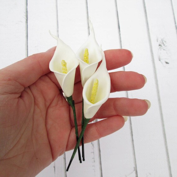 Callas Bridal Hair Pin Wedding White Flowers Hair Decoration Etsy
