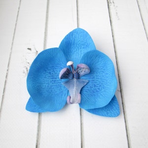 Dark Blue Orchid Hairpin - Prom Flower Hair Accessories - Flowers Hair Pin Decoration - Sapphire Orchid Hawaiian Hair - Indigo Hair Clasp