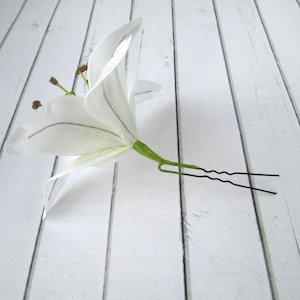 White Lily Hair pin Bride Large Hair Decoration Real Flower Bridal Flower Hair Accessories Wedding Bridesmaid Flower Floral Accessories image 4