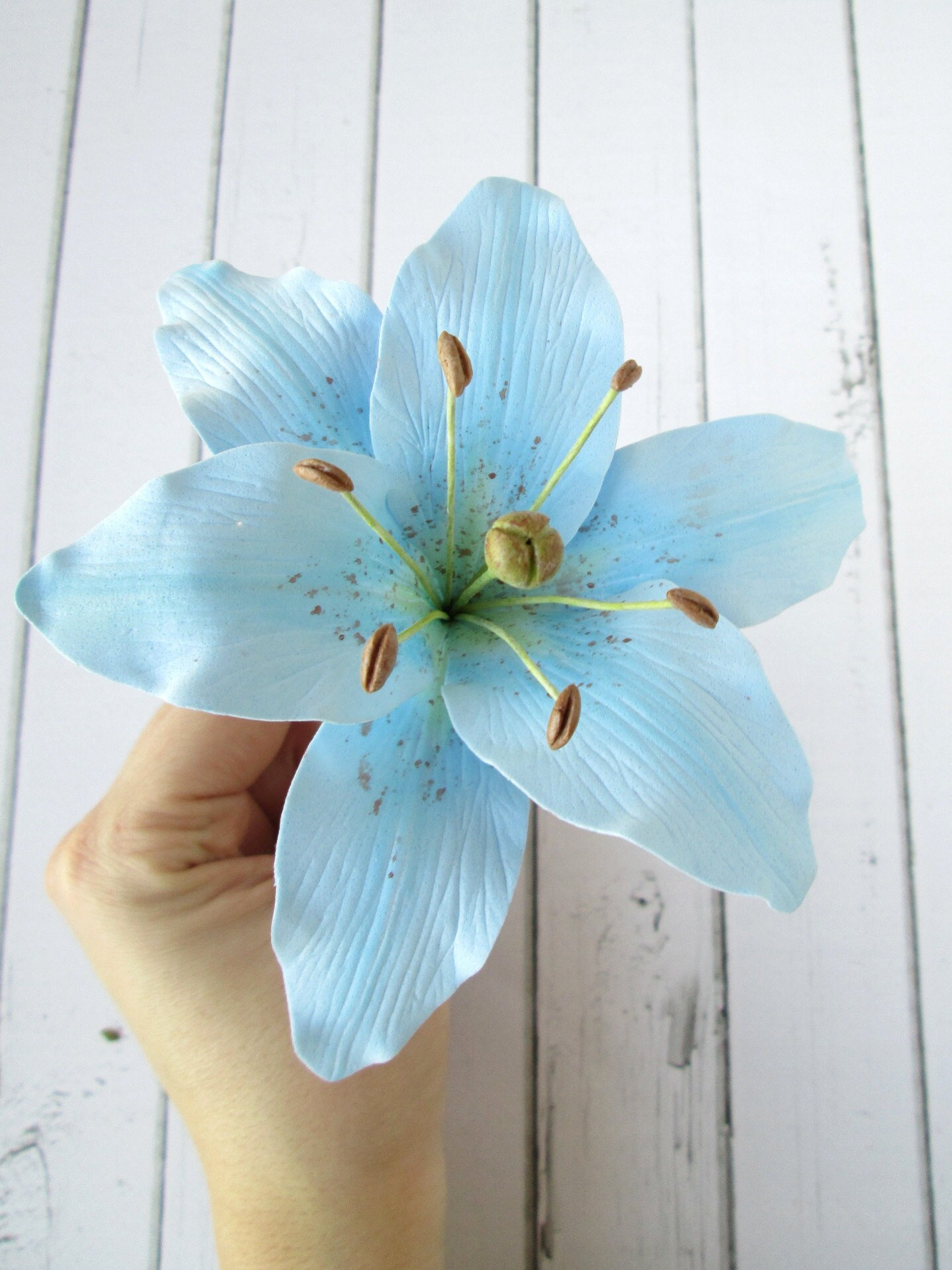 Sky Blue Lily Hair Pin Bridesmaid Hair Flower Aqua Blue Etsy