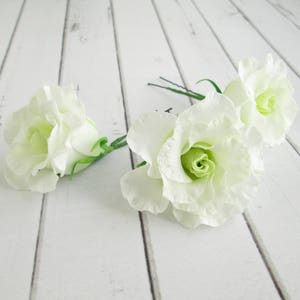 White Lisianthus Wedding Flower Hair Pin Eustoma Bridal Hair Flowers Accessorie Floral Marriage Decoration Flower Hair Pins Wedding image 5