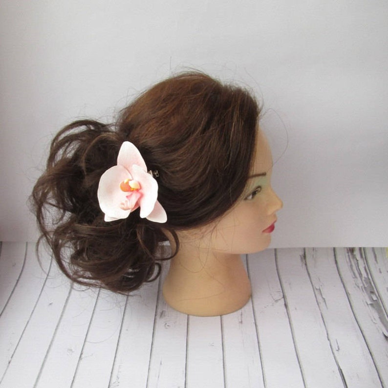 White Orchid Hair Clip Orchid Hairpin Wedding Flower Hair Accessories Summer Flowers Hair Pin Orchid Hair Decoration Alligator Clip image 5