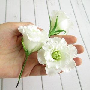 White Lisianthus Wedding Flower Hair Pin Eustoma Bridal Hair Flowers Accessorie Floral Marriage Decoration Flower Hair Pins Wedding image 2