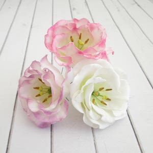 Pink Lisianthus Flower Hair Pin Eustoma Floral Hair Accessories Pink Flower Hair Pins Wedding Flower Hair Accessories Flower Clips image 5