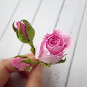 Pink Miniature Rose Hair Pin - Small Rose Bud Hairpin Floral Hair Accessories - Bridal Hair Accessories - Wedding Hair Flowers Decoration