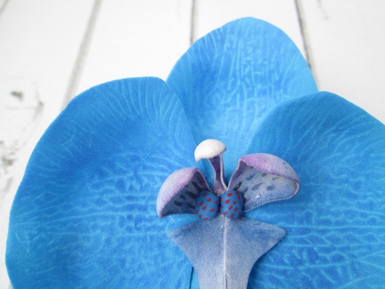 7. "Cobalt Blue Orchid Hair Accessory" - wide 4