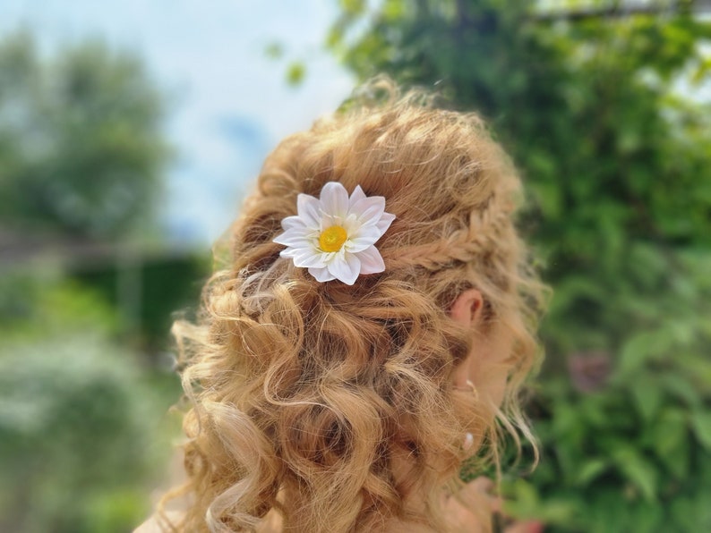 Dahlia Hair Pin Accessories Summer Wedding Flower Hair Pin Flower Girl Hair Accessories Floral Bridal Hair Accessories Flower Pin image 2