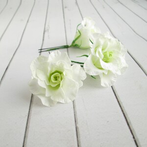 White Lisianthus Wedding Flower Hair Pin Eustoma Bridal Hair Flowers Accessorie Floral Marriage Decoration Flower Hair Pins Wedding image 3