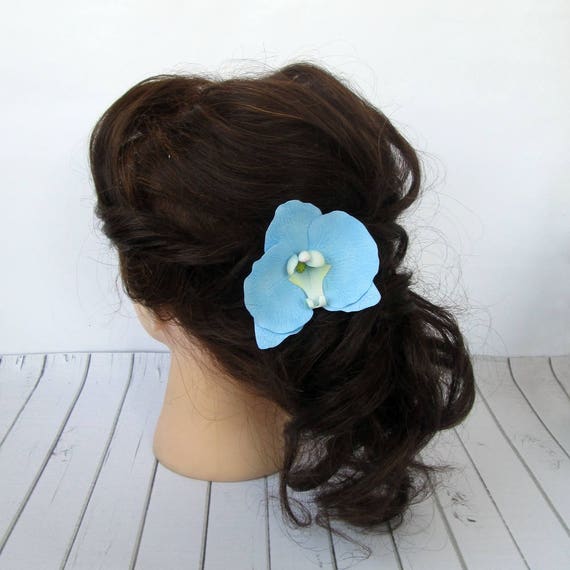 Light Blue Orchid Hair Pin Sky Blue Hair Accessories - Etsy Light Blue Orchid Hair Pin Sky Blue Hair Accessories - Etsy
