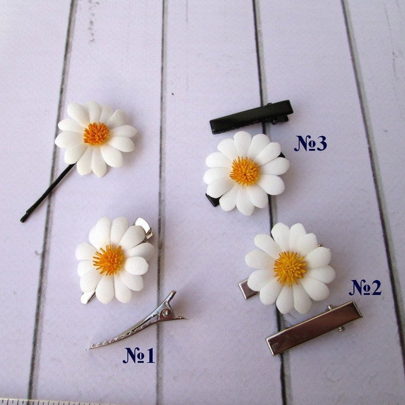 Set White Daisies Hair Pin Accessories Daisy Flower Hair Etsy