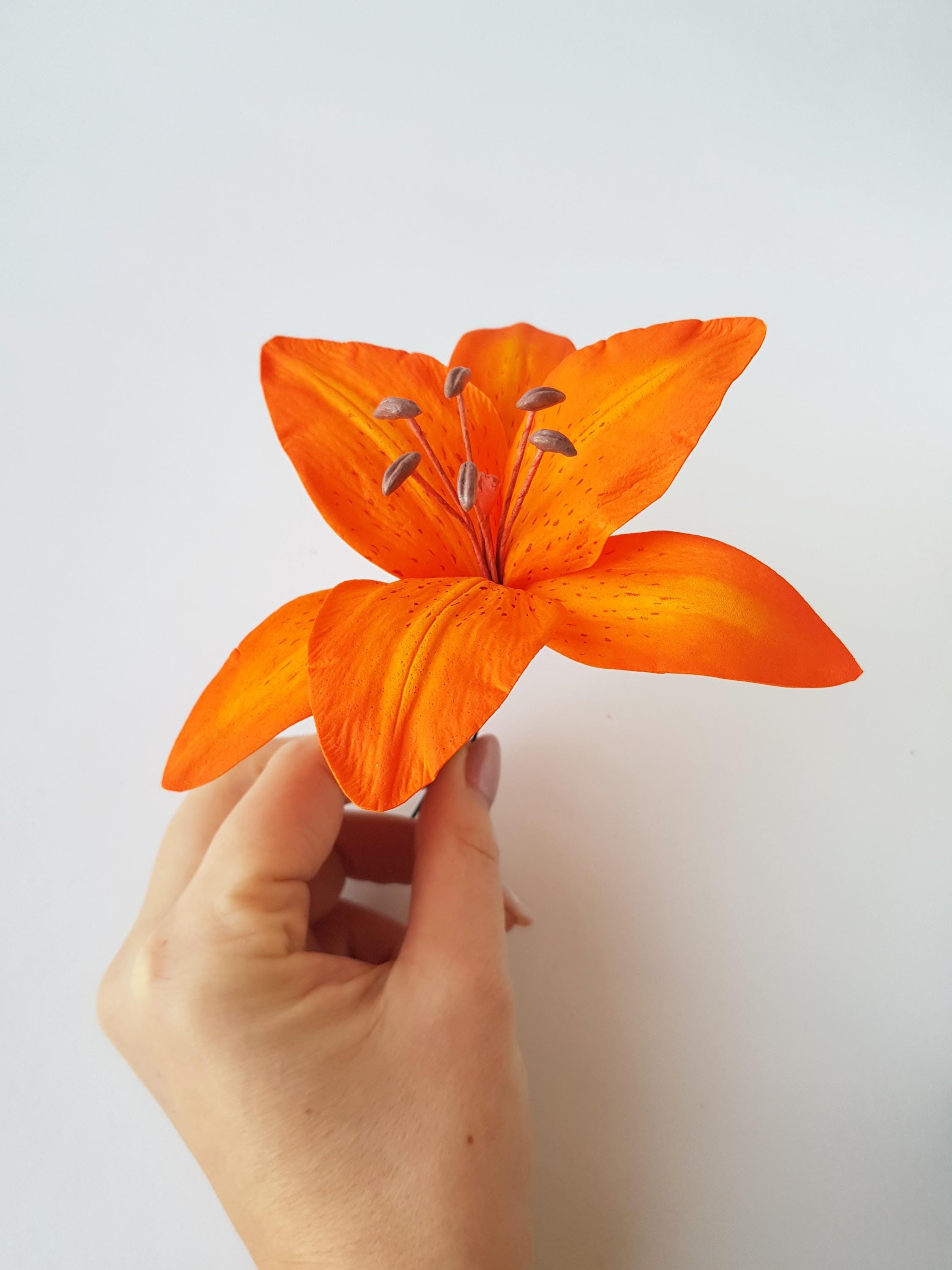 Tiger Lilly Wedding Starfish Hair Comb Barrette Tiger Lily Hair Comb - Etsy main image 3
