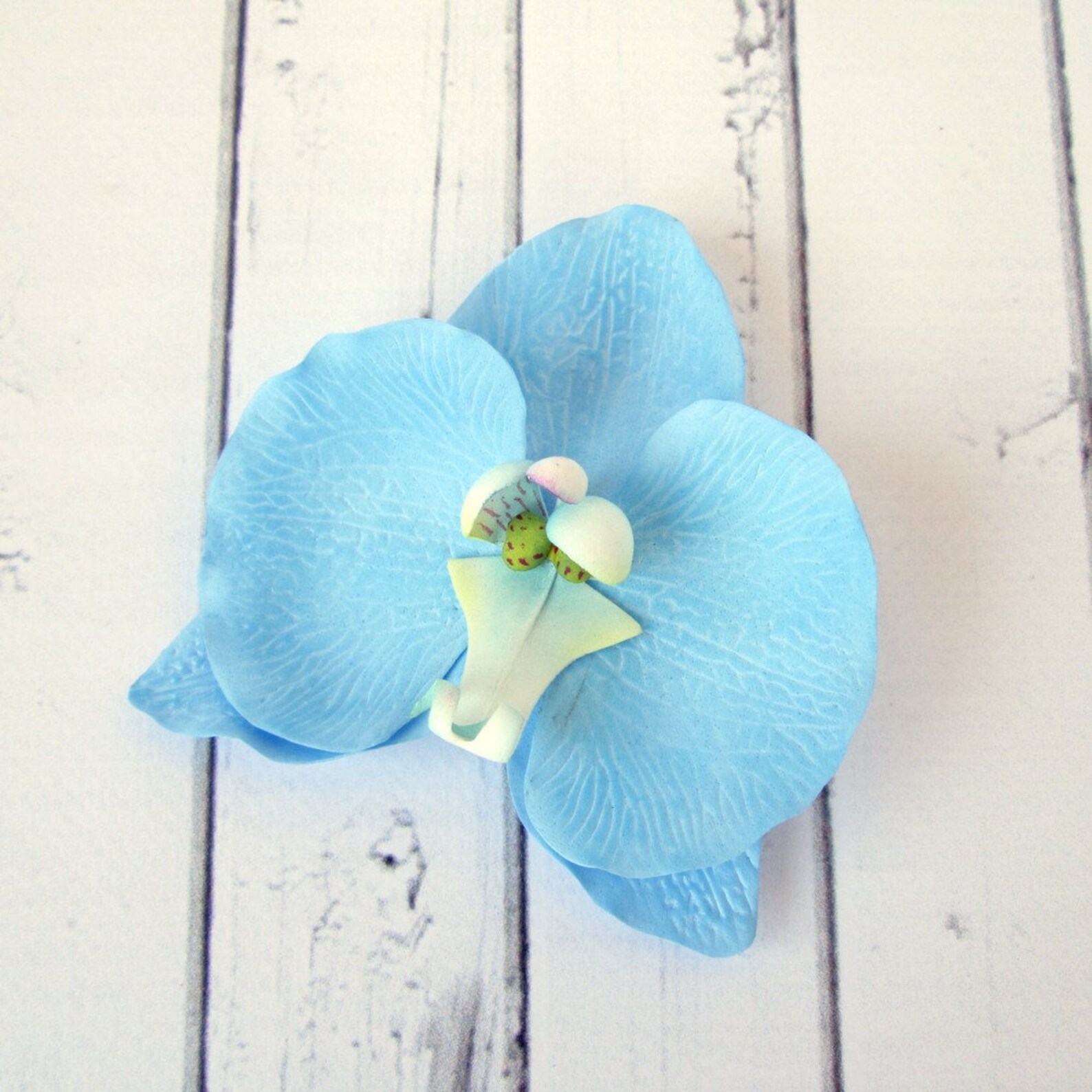 Light Blue Orchid Hair Pin Sky Blue Hair Accessories Etsy