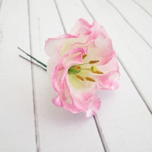 Pink Lisianthus Flower Hair Pin Eustoma Floral Hair Accessories Pink Flower Hair Pins Wedding Flower Hair Accessories Flower Clips image 1