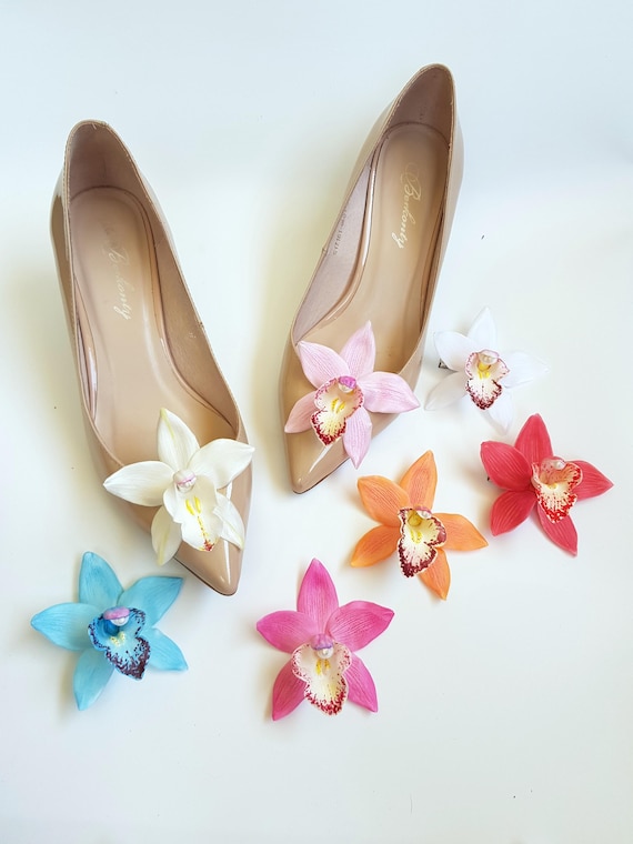 Shoe Clips Tropical Orchid Flower - Cymbidium Orchid High Heels