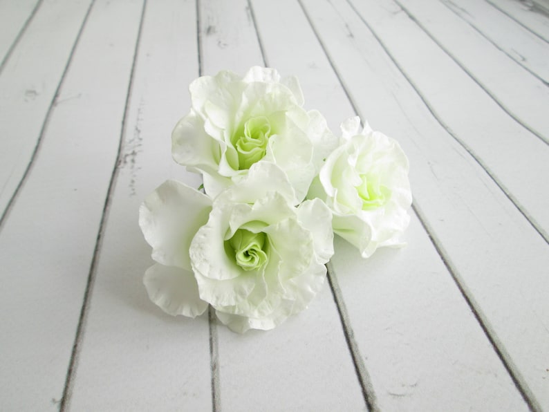 White Lisianthus Wedding Flower Hair Pin Eustoma Bridal Hair Flowers Accessorie Floral Marriage Decoration Flower Hair Pins Wedding image 4