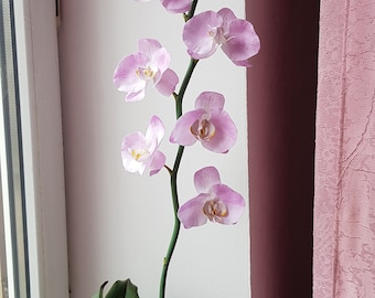 Handcrafted realistic artificial orchid - Touchable Year-round blooming orchid - Exclusive Orchid vase arrangement - Orchid pot decoration